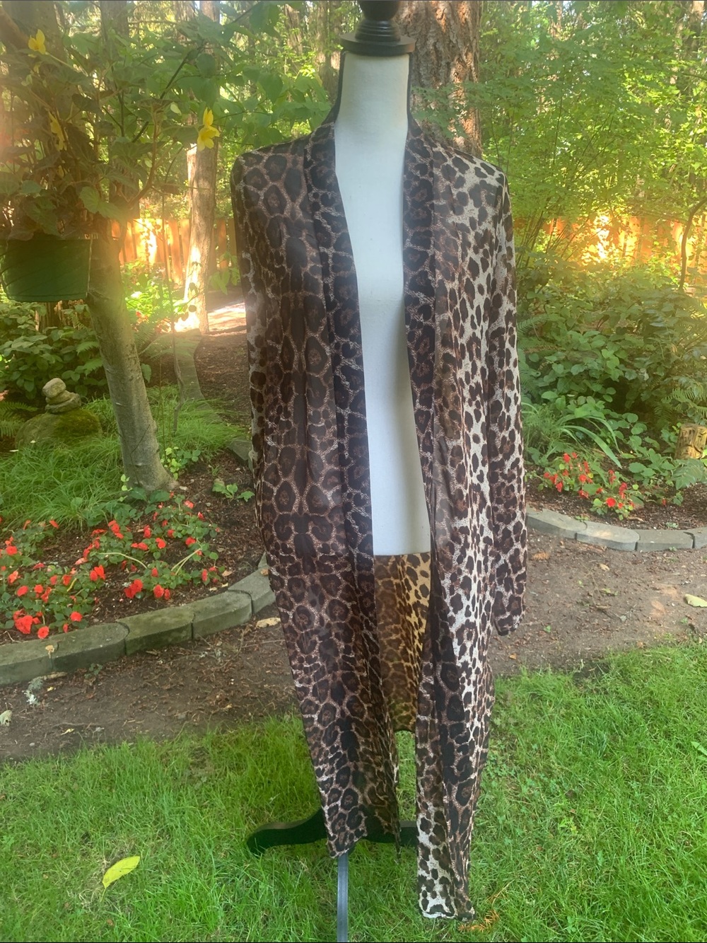 Guess Brown and Black Leopard Print Open Cardigan